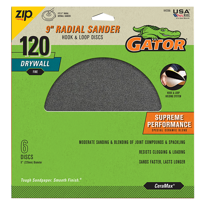 9in Drywall Hook & Loop Sanding Discs - Gator - 120 grit