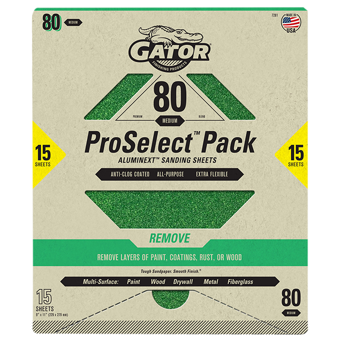 Premium 9x11 Sanding Sheets - Gator - 80 Grit - 15 Sheets