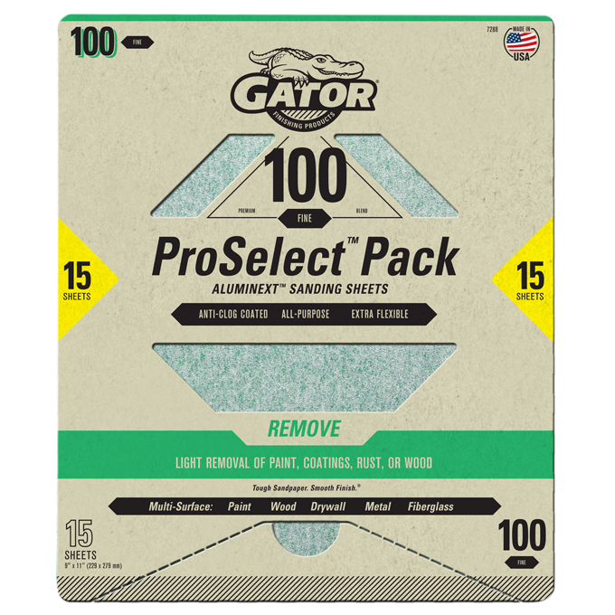 Premium 9x11 Sanding Sheets - Gator - 100 Grit - 15 sheets