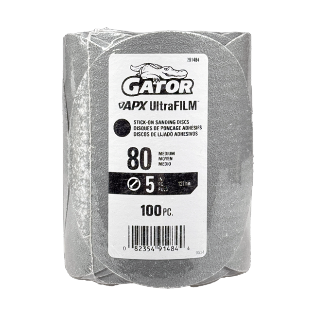 5 In Premium Hook & Loop Sanding Discs - 100 pack - 80 grit - Gator