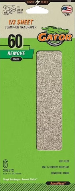 1/3 Sheets Clamp-On Sandpaper - 60 grit - Gator