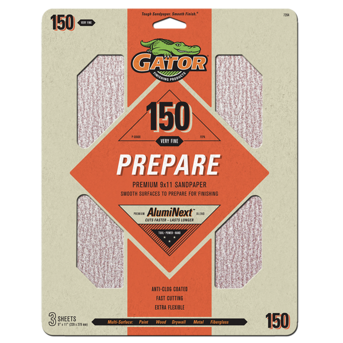 Premium 9x11 Sanding Sheets - Gator - 150 grit - 3 Sheets