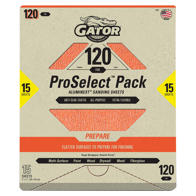 Premium 9x11 Sanding Sheets - Gator - 120 Grit - 15 Sheets