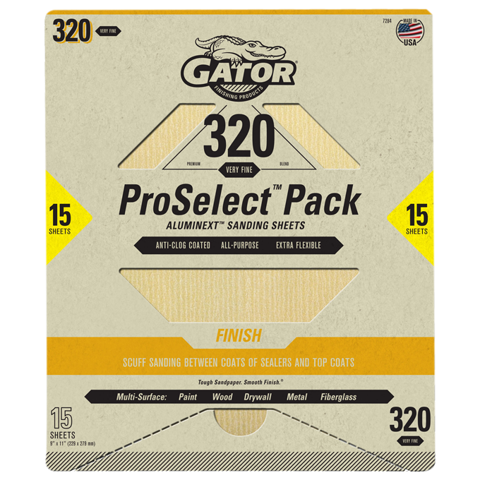Premium 9x11 Sanding Sheets - Gator - 320 Grit - 15 Sheets