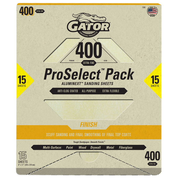 Premium 9x11 Sanding Sheets - Gator - 400 Grit - 15 Sheets