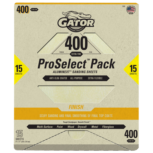 Premium 9x11 Sanding Sheets - Gator - 400 Grit - 15 Sheets