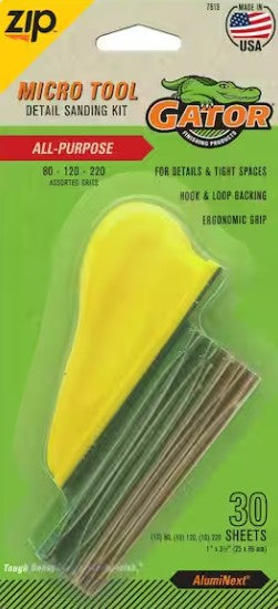 Micro Tool Detail Standing Kit - Gator - 80-120-220 Assorted Grits - 30 sheets