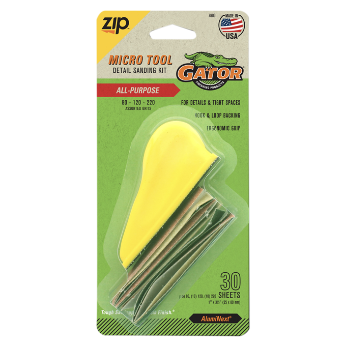 All Purpose Micro Tool Detail Sanding Kit - Gator - 80-120-220 Assorted Grits - 30 sheets