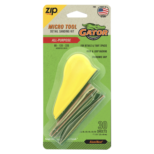 All Purpose Micro Tool Detail Sanding Kit - Gator - 80-120-220 Assorted Grits - 30 sheets