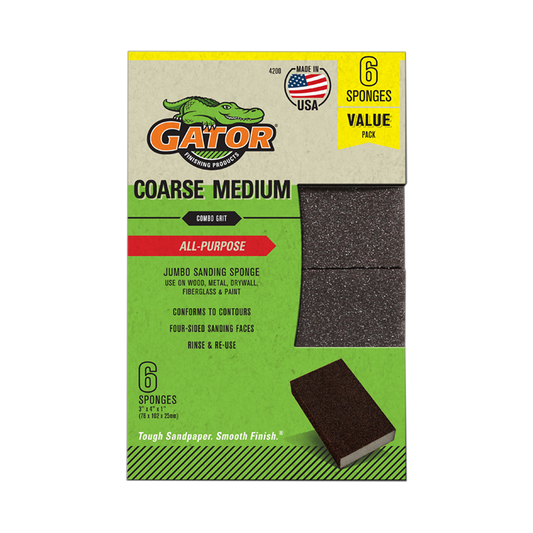 Multi-Purpose Sanding Sponges - Crs/Med grit - 6 pack - Gator