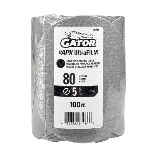 5 In Premium Hook & Loop Sanding Discs - 100 pack - 80 grit - Gator