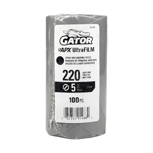 5 In Premium Hook & Loop Sanding Discs - 100 pack - 220 grit - Gator